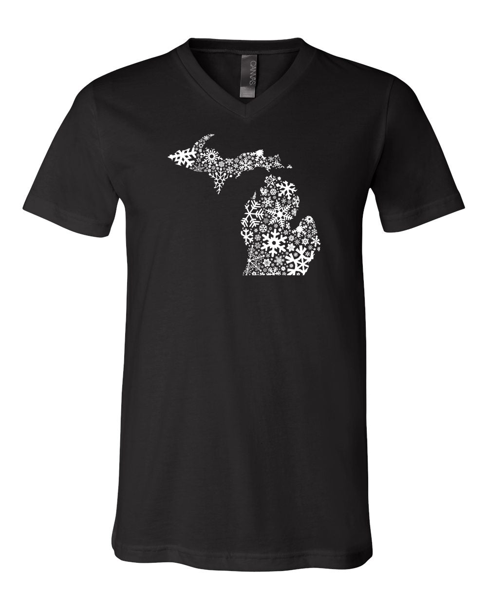 071 MI SNOWFLAKES | YOUTH V-NECK TEE | WINTER COLLECTION