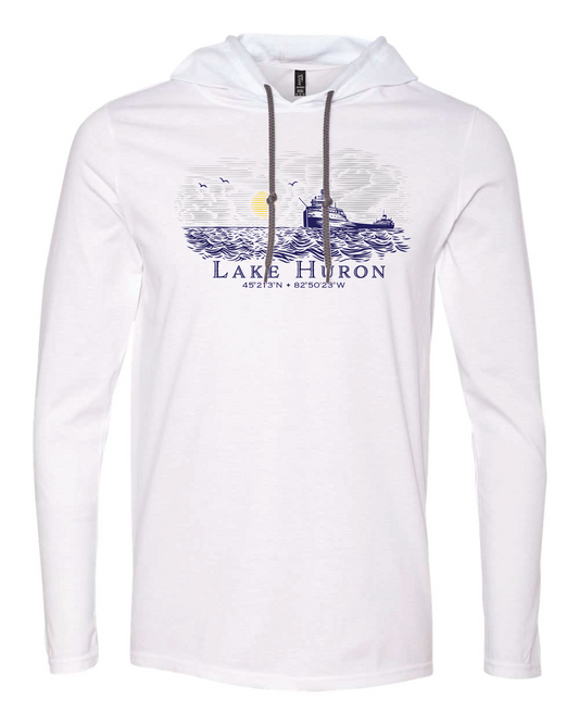 009 LAKE HURON FREIGHTER | UNISEX SOFTSTYLE HOODED LS | LAKE HURON COLLECTION